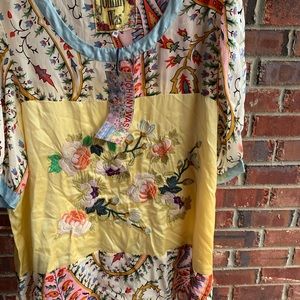 Lovely Johnny Was plus size blouse with floral embroidery